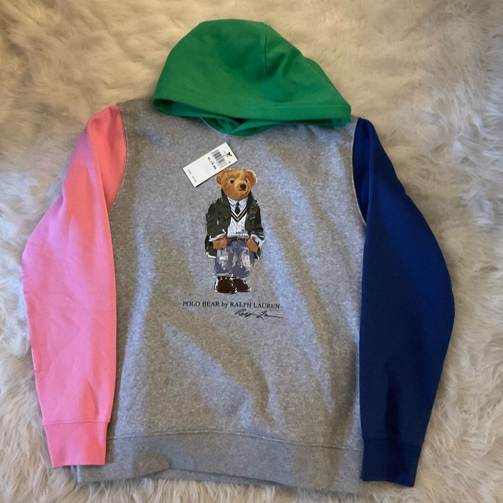 BIG BOY’S POLO BEAR COLOR-BLOCKED FLEECE HOODIE